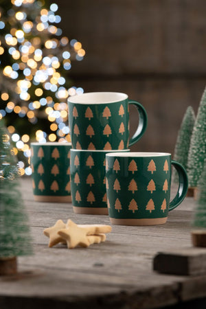 belleek Living Christmas Tree Mug Set