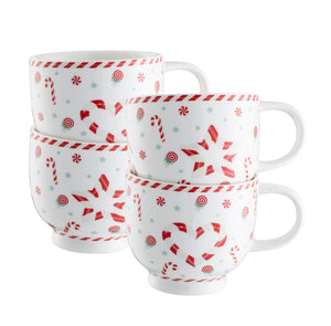 BelleekLiving Peppermint Party Set - 4 Footed Mugs