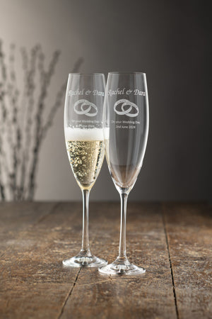 Engraved Elegance Prosecco Glass Pair