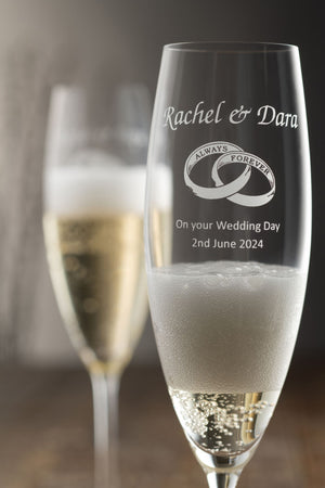 Engraved Elegance Prosecco Glass Pair