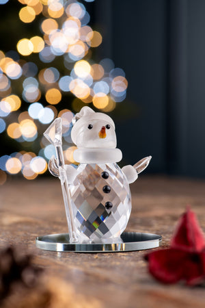 Snowman On Mirror Base Figurine