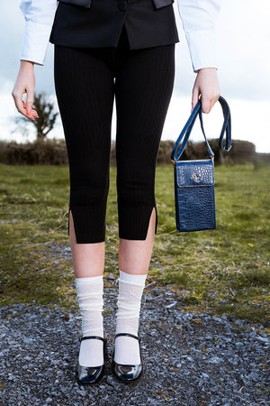 Mini Crossbody Bag - Navy Croc detail