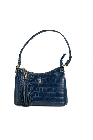 Mini Shoulder Bag - Navy Croc Detail