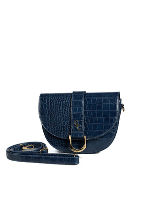 Saddle Bag - Navy Croc Detail