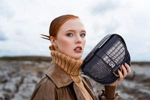 Saddle Bag - Navy Croc Detail