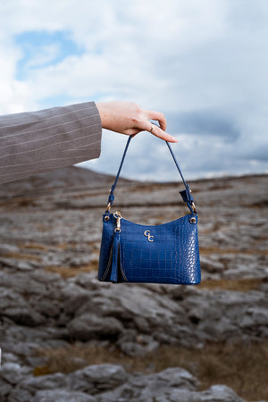 Mini Shoulder Bag - Atlantic Blue Croc Detail