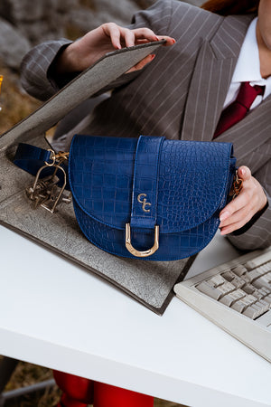 Saddle Bag - Atlantic Blue Croc Detail