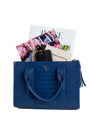 Medium Tote Bag - Atlantic Blue Croc Detail