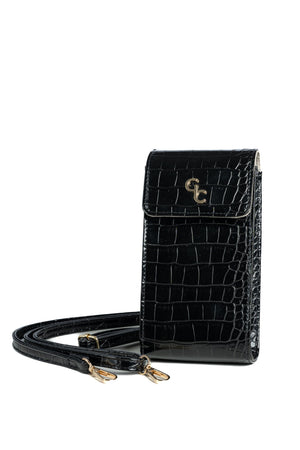 Mini Crossbody Bag - Black Croc Detail