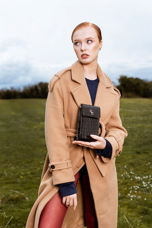 Mini Crossbody Bag - Black Croc Detail