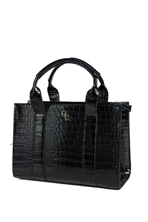 Medium Tote Bag - Black Croc Detail