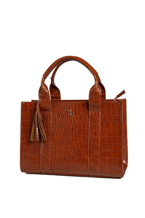 Medium Tote - Tan Croc Detail