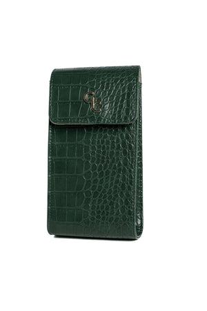 Mini Crossbody - Forest Green Croc Detail