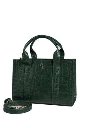 Medium Tote - Forest Green Croc Detail