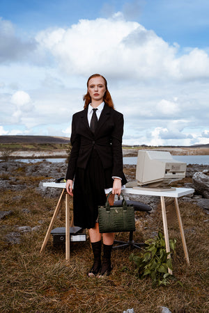 Medium Tote - Forest Green Croc Detail