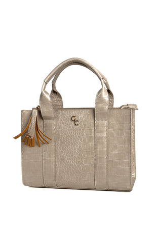 Medium Tote - Taupe Croc Detail