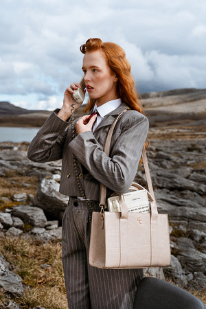 Medium Tote - Taupe Croc Detail