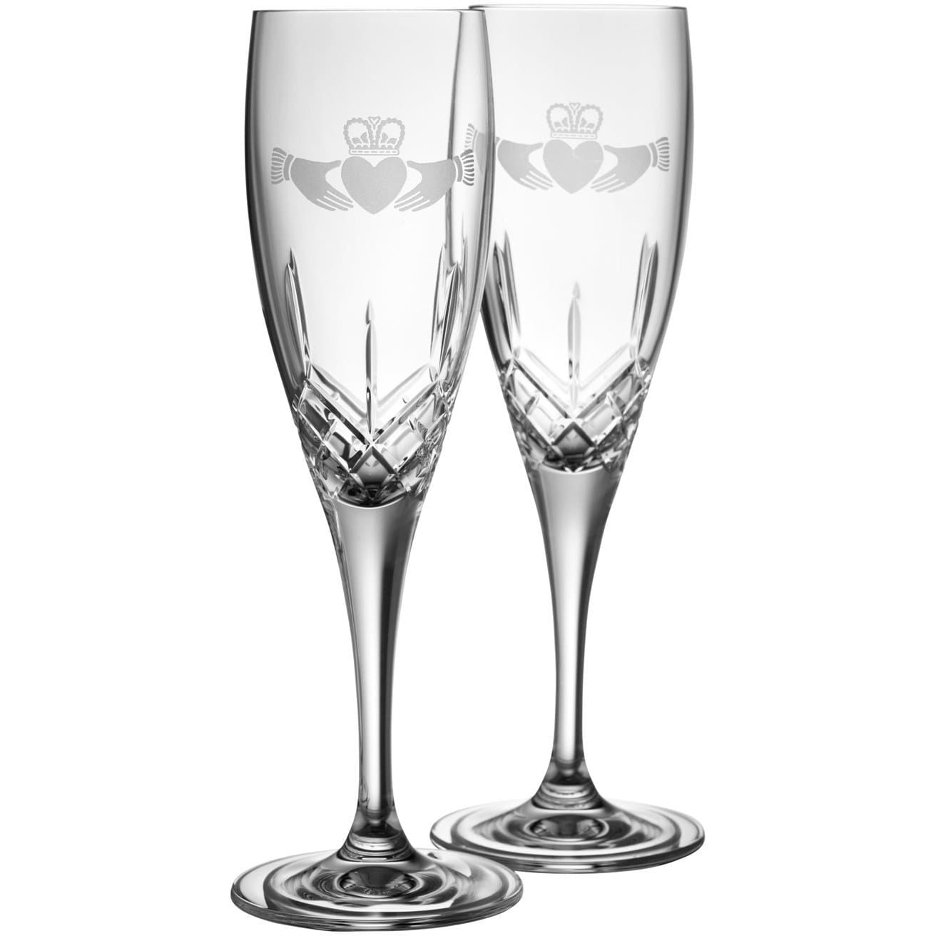 Galway Crystal Bride and Groom Flute (floral spray) - Frank Roche & Sons Ltd