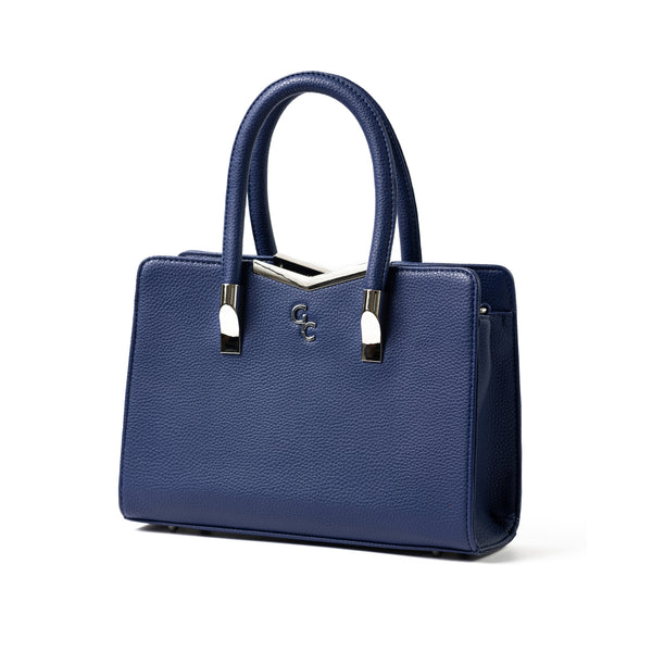 Navy blue and store white handbags